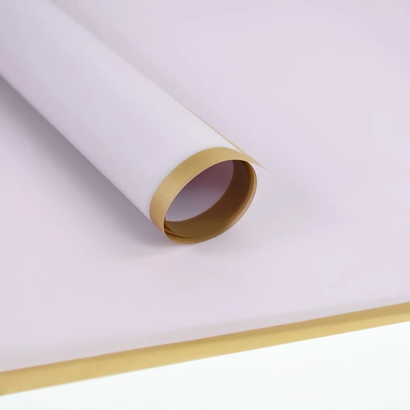 Papier d'emballage de fleurs à bordure dorée, 5 pièces, papier d'emballage demi-Transparent pour Bou