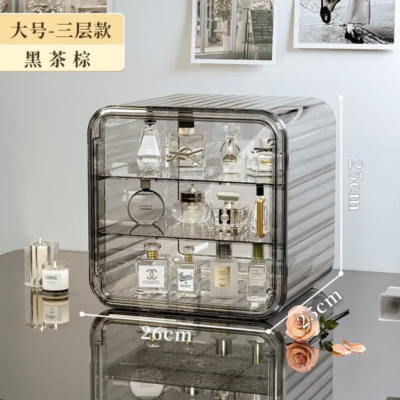 Boîte cosmétique transparente, boîte de rangement multifonctionnelle, maquillage, bijoux, lumière, l
