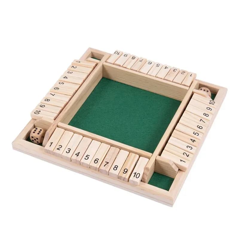 Jeu de société à dés en bois, boîte fermée pour 4 joueurs, jeu à rabats et dés, Interaction Parent-e