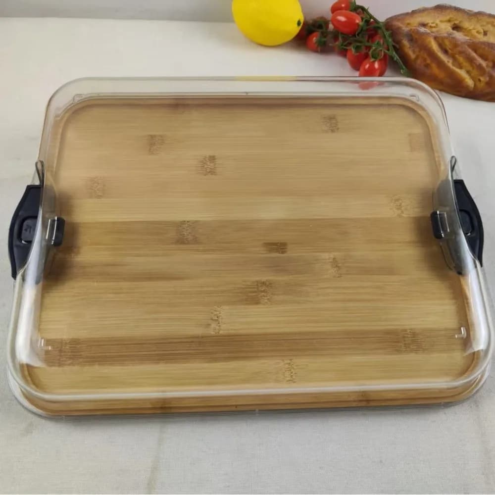 Planche à charcuterie portable en bois avec couvercle transparent en acrylique, plateau durable pour