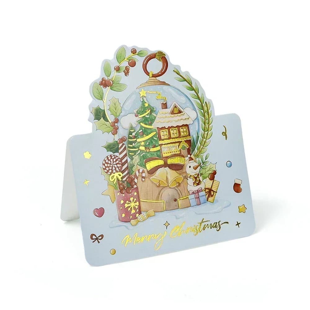 Cartes d'invitation de vministériels x de Noël pliables, cadeaux bronzants, lettre, maison, fête de 