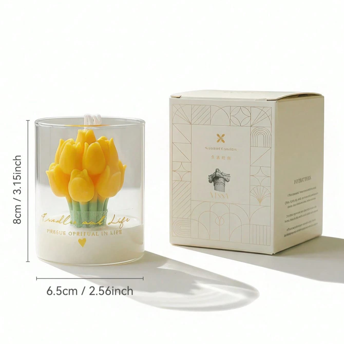 Bougie en forme de tulipe dans un bocal en verre, bougie décorative en forme de fleur pour la décora