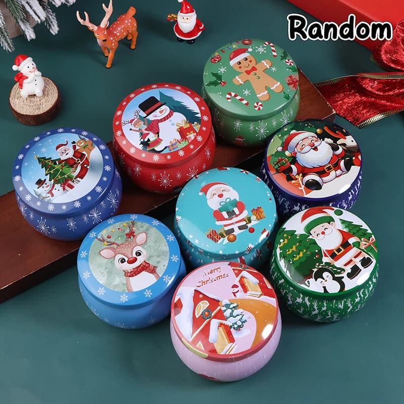 [PLUM] pots de bougies ronds en fer blanc de noël avec couvercle, conteneur de bougies, boîte vide, 