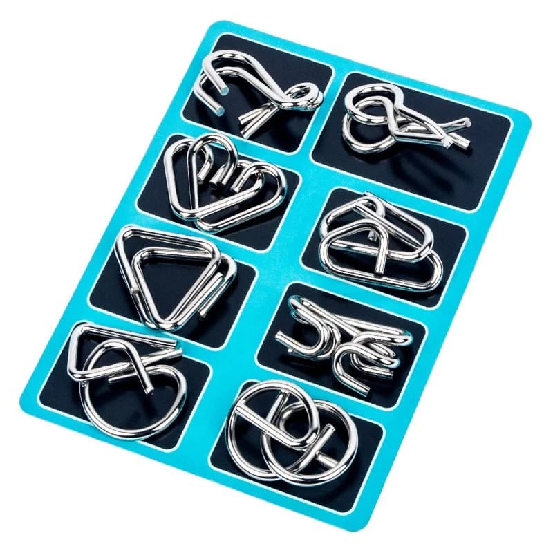 8 pièces/ensemble métal Montessori Puzzle fil IQ esprit casse-tête Puzzles adultes jeu interactif so