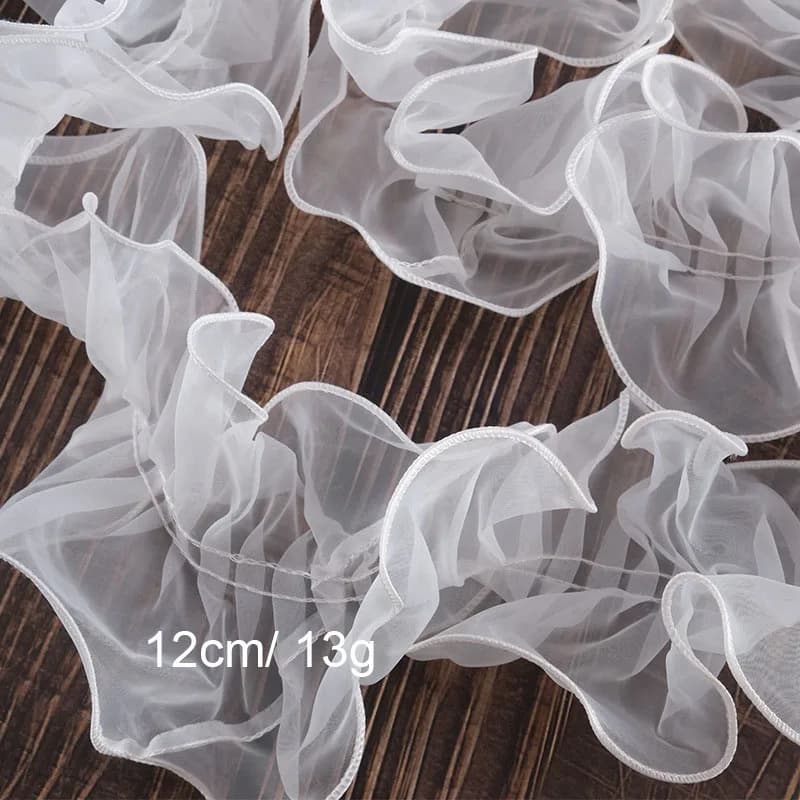 Organza en dentelle double face à volants, accessoires vestimentaires, emballage de fleurs, décorati