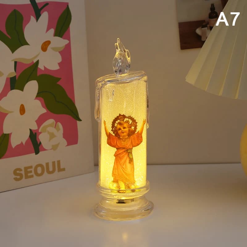Lampe à bougie LED jésus vierge Christ, romantique, sans flamme, prière, thé, veilleuse religieuse, 