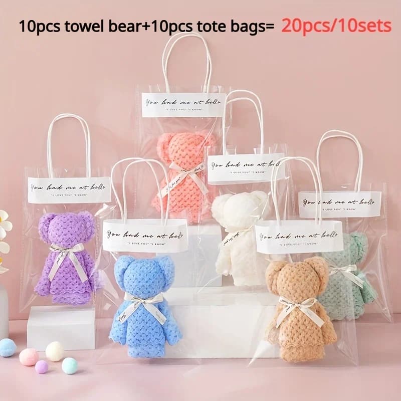 Ensemble cadeau de serviettes en forme d'ours en peluche, cadeau compagnon de mariage, livré avec un