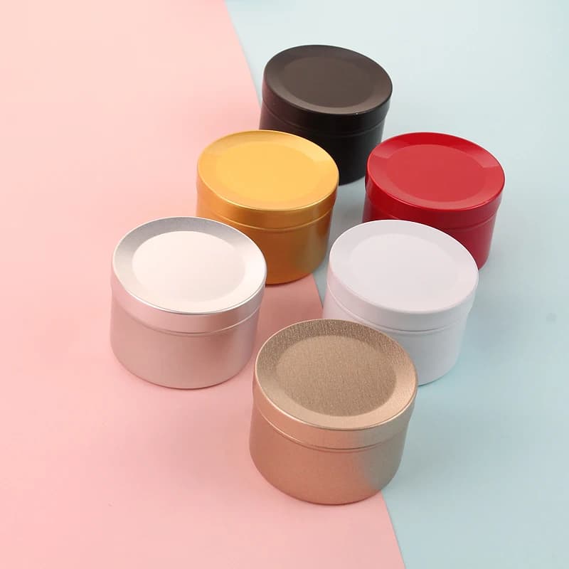 Bocaux de bougie vides, boîtes métalliques rondes dorées avec couvercles pour la fabrication de boug