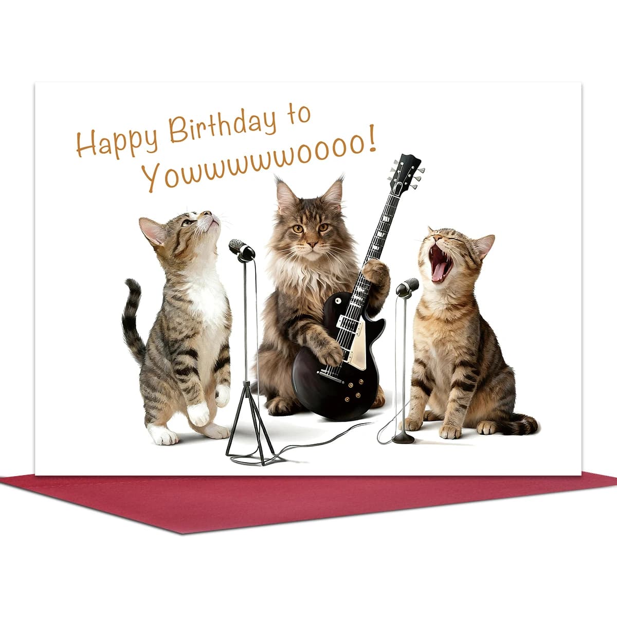 1pc carte d'anniversaire de noël-mignon Rock Roll jouant au Design de chat, pour les amoureux des ch
