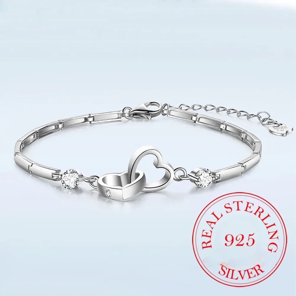 Bracelets en argent Sterling 925 pour femmes, breloques, cadeau de saint-valentin, Zircon cubique, D