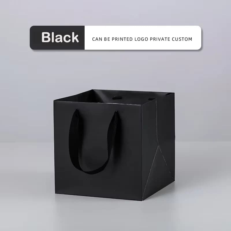 Sac cadeau carré en papier kraft personnalisé avec poignées, sacs d'emballage réutilisables pour pet
