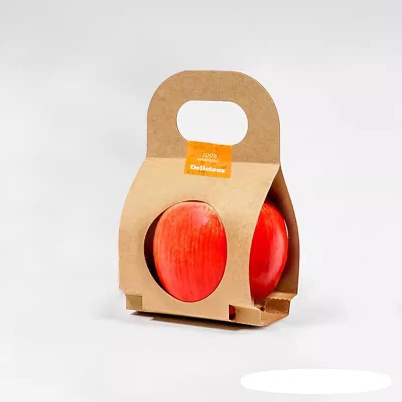 Porte-fruits en papier kraft avec poignées, emballage cadeau, poulet, pomme, orange, pêche, simple, 