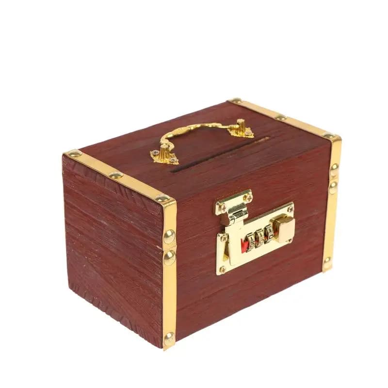 Coffre-fort en bois à combinaison - Boîte de rangement sécurisée pour adultes, tirelire décorative p