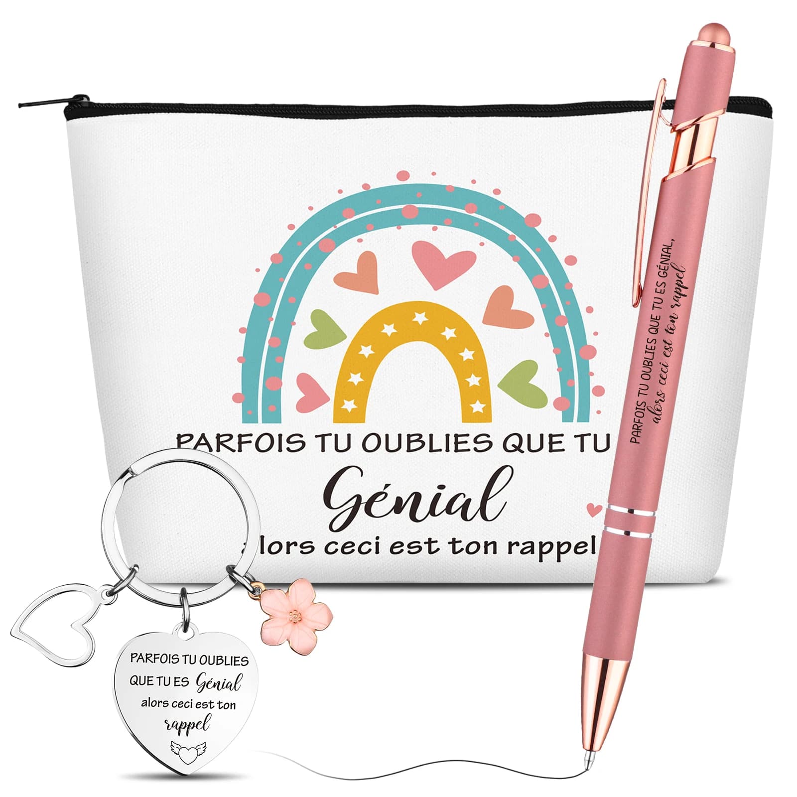 Ensemble de cadeaux d'appréciation pour collègue inspirant français, comprend un porte-clés inspiran