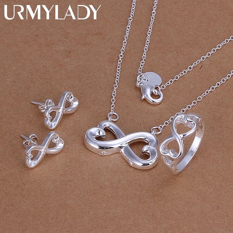 925 argent sterling dame femmes saint valentin cadeau créatif bague collier boucles d'oreilles mode 