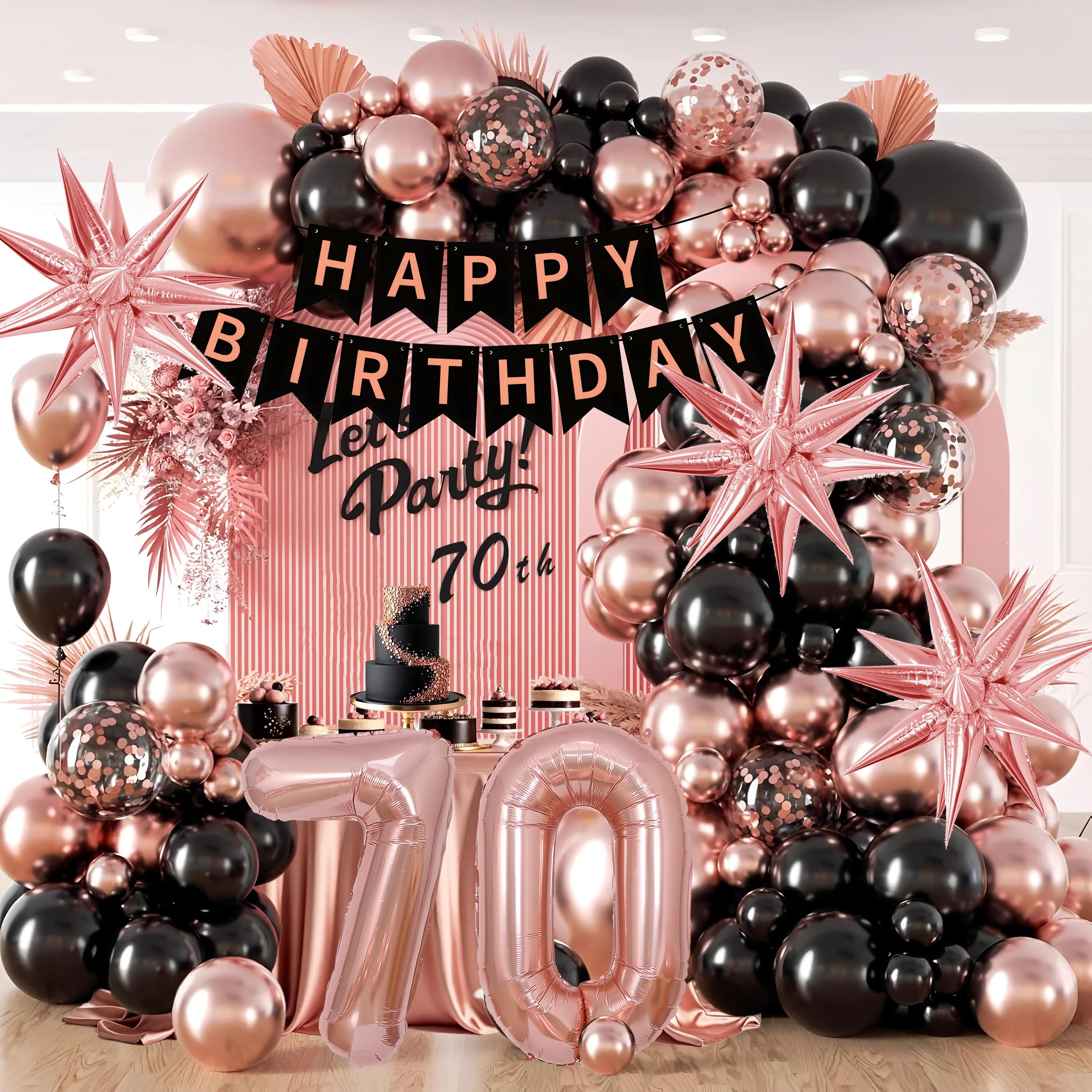 Décorations d'anniversaire en or rose pour femmes – Cadeaux de fête 40e/50e/60e/70e, cadeaux de ball