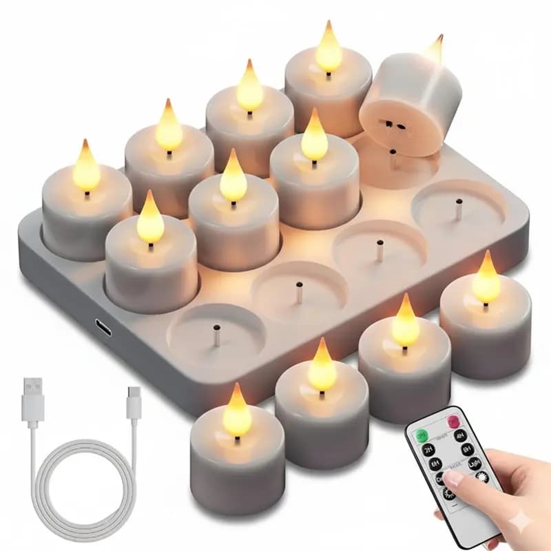 FLYY-bougles chauffe-plat sans flamme rechargeables: 12 bougies chauffe-plat à piles, bougies chauff