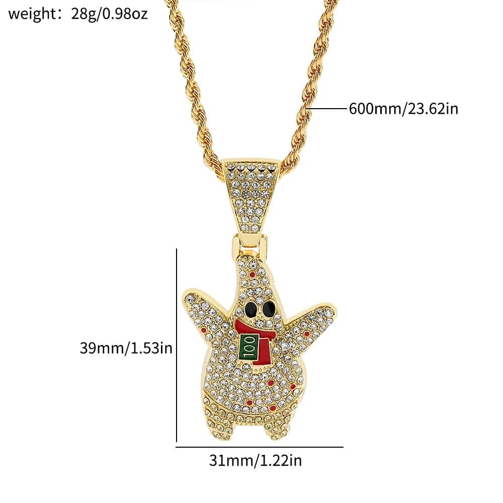 Pendentif de dessin animé pour hommes, figurine de kkStar, collier Hipster, bijoux Hip Hop Rock