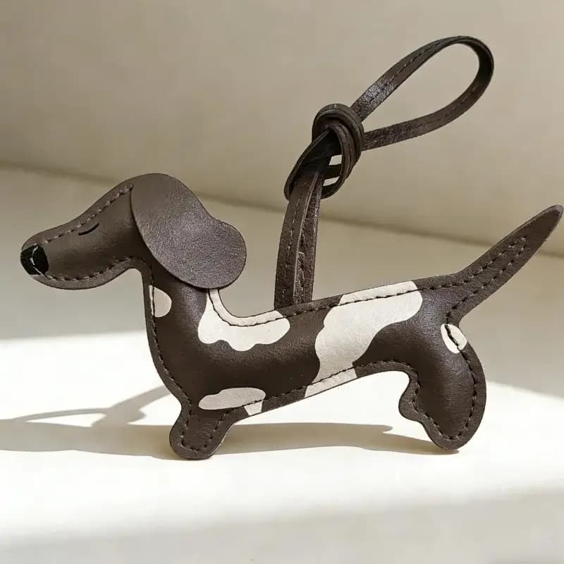 Porte-clés Teckel en Cuir PU, Pendentif Mignon Chiot, Accessoire de Sac, Breloque pour Clés