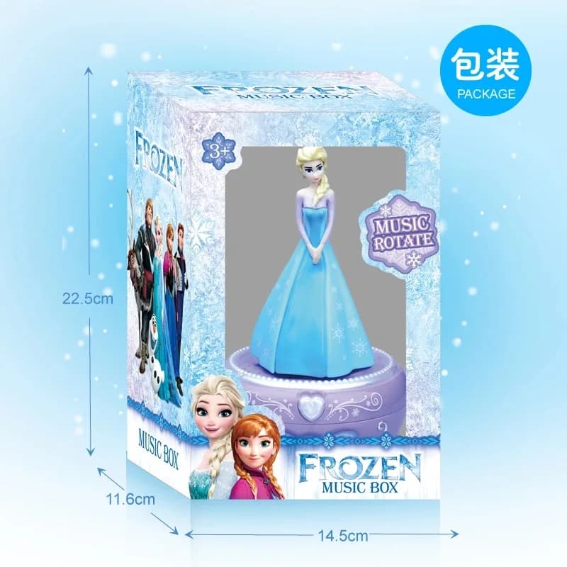Boîte à musique Disney Mickey Mouse princesse avec boîte cadeau, figurines mignonnes, jouet d'annive