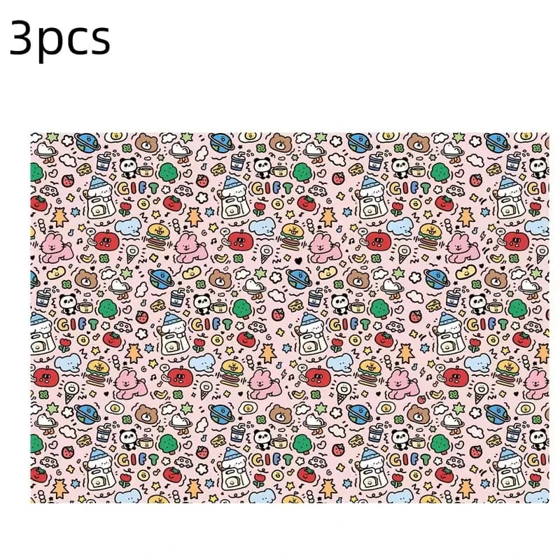 Ensemble de 3 pièces de papier d'emballage Graffiti coloré – Grand papier pour cadeaux d'anniversair