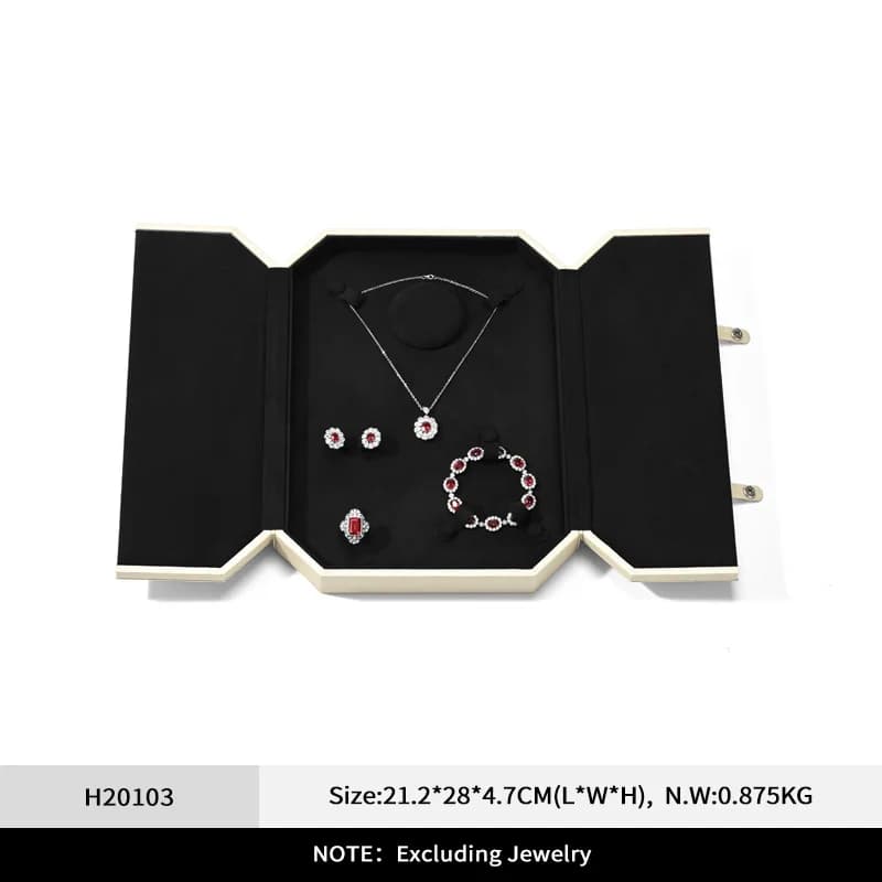 Oirlv – boîte à bijoux en cuir, étui de rangement de bijoux haut de gamme, Double bouton, bague, col
