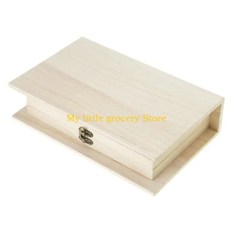 D5BD Boîte Rangement Rectangulaire En Bois avec Couvercle À Charnière Verrouillable À Clapet Organis