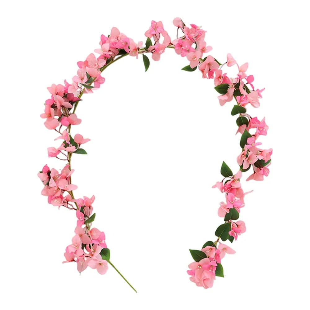 Guirlande de fleurs artificielles multicolores Bougainvillea, feuilles vertes, décoration suspendue,