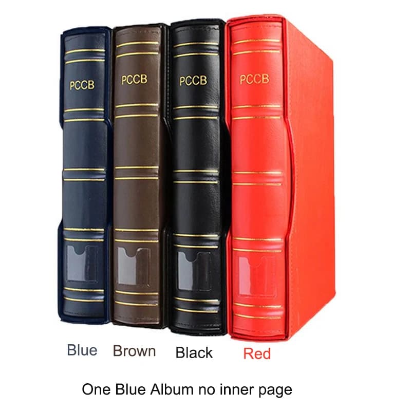 Classeur de pièces de monnaie en cuir de grande capacité, Album de Collection de timbres, papier cla