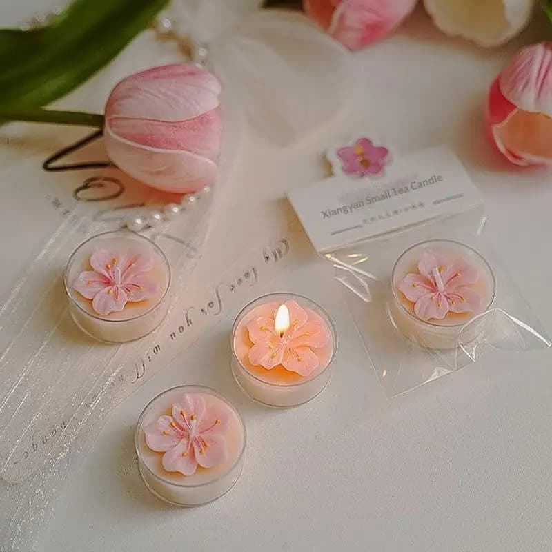 Bougie artisanale parfumée à la fleur de pêcher, bougie d'aromathérapie en cire de soja, bougie pour
