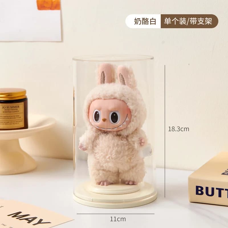 Boîte de présentation Labubu, tapis à bulles, support de rangement pour figurines, boîte transparent