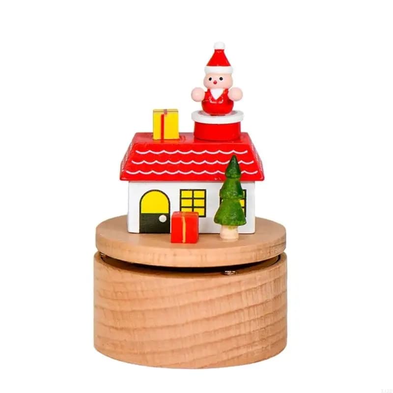 Boîtes musique rotatives en bois artisanal décorations vacances