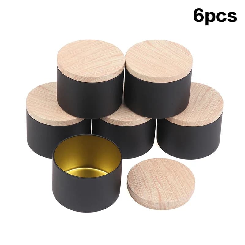Kit de 6 boîtes rondes en fer blanc avec couvercles pour bougies, idéal pour le stockage et la fabri