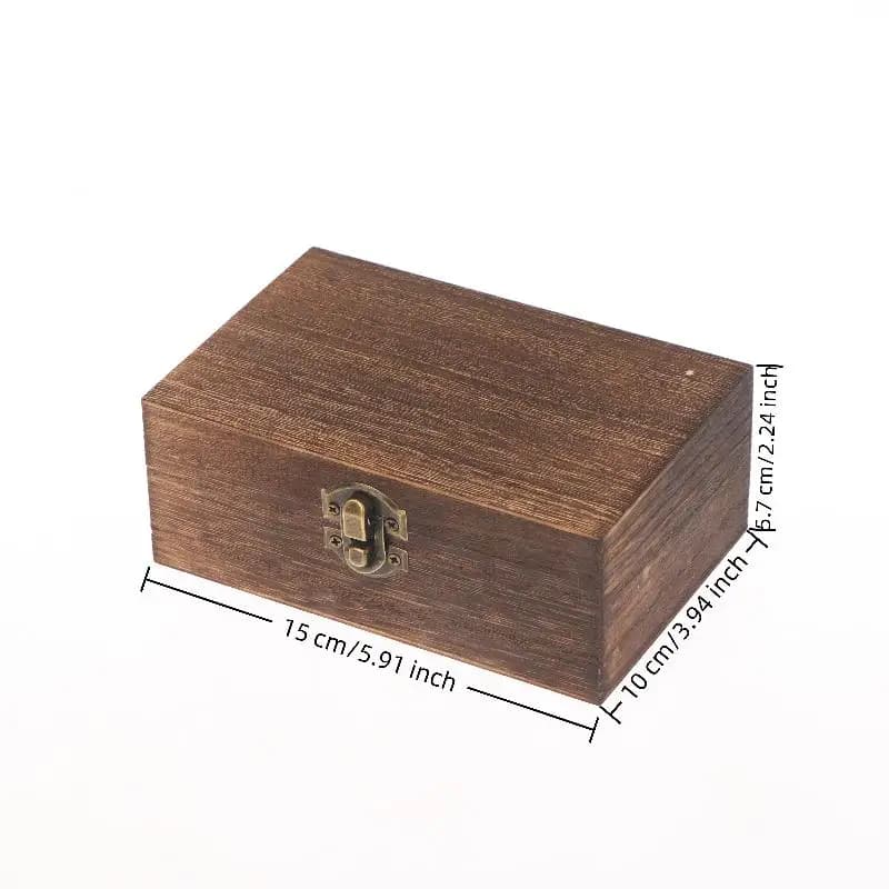 ♤ Boîte de rangement en bois rustique |   Boîte à souvenirs rectangulaire avec couvercle à charnière