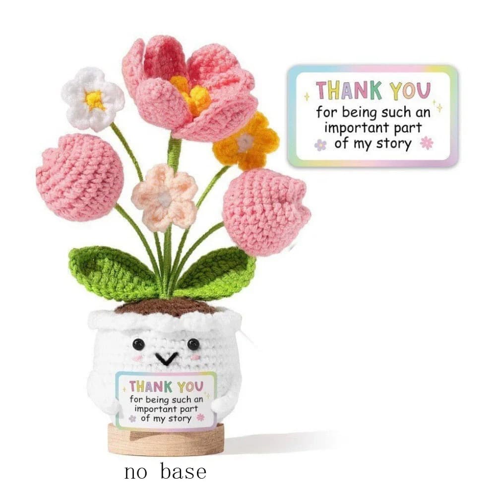1 pièce, plante en pot au crochet faite à la main, marguerite et tulipe, décoration de bureau tricot