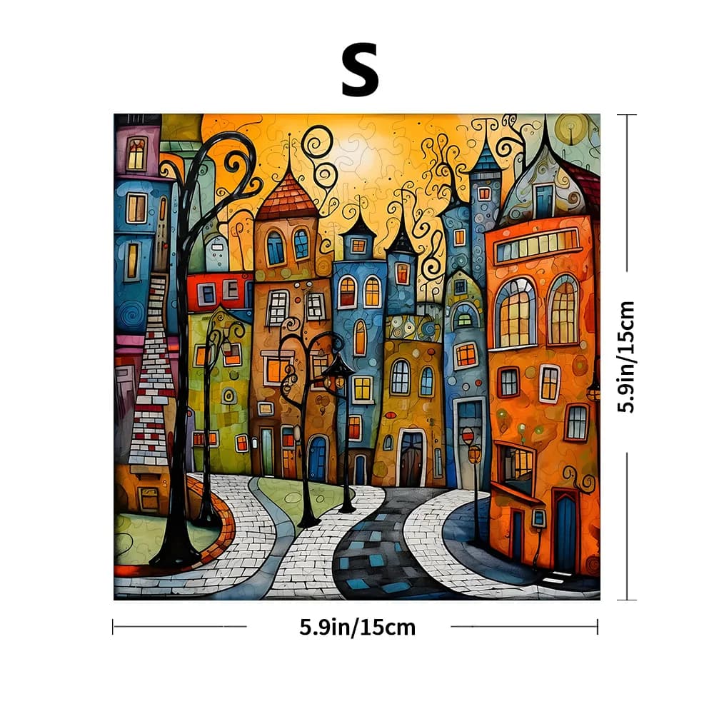 Puzzle en bois de la ville unique, cadeau parfait pour Noël et Halloween, jeu familial avec des moti
