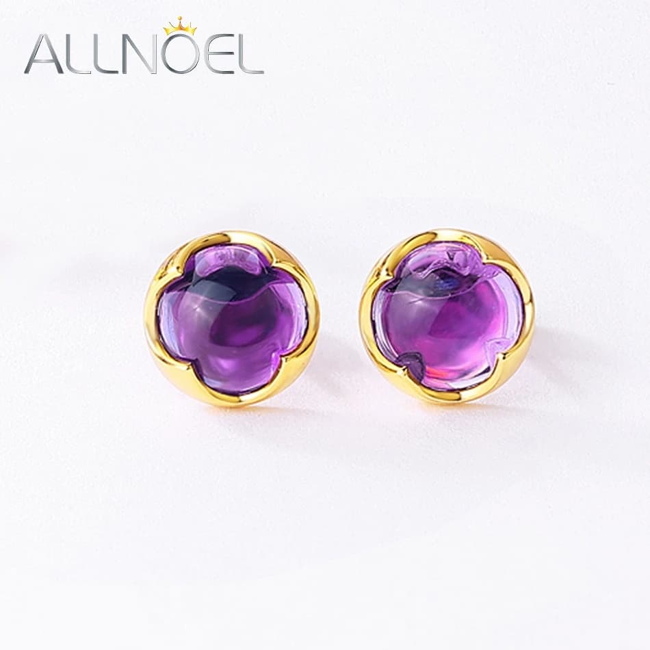 ALLNOEL-Boucles d'oreilles à tige en argent regardé 925 pour femme, pierres précieuses colorées, sty