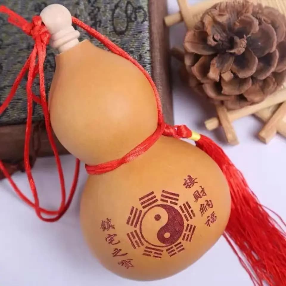 Pendentif gourde naturelle – Ornement Feng Shui à bouche ouverte pour la protection de la maison, fa