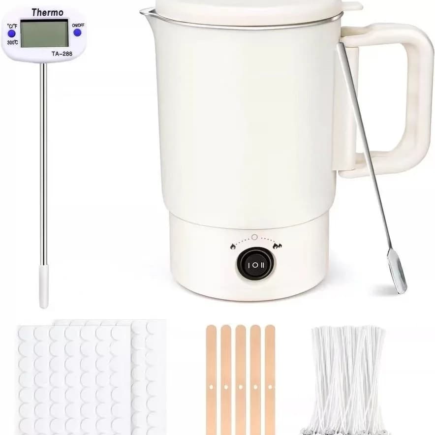 Fondeur de cire électrique pour la fabrication de bougies, ensemble d'accessoires avec thermomètre d