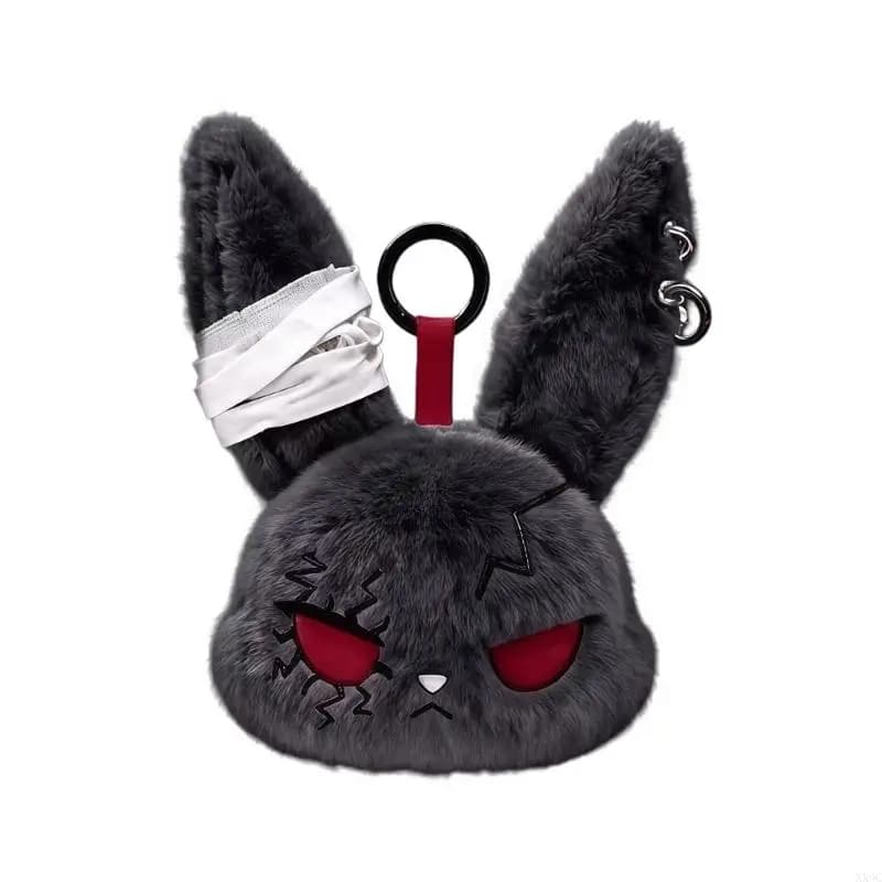 Porte-clés gothique en peluche lapin, jouet mignon, accessoire pour décorations sacs