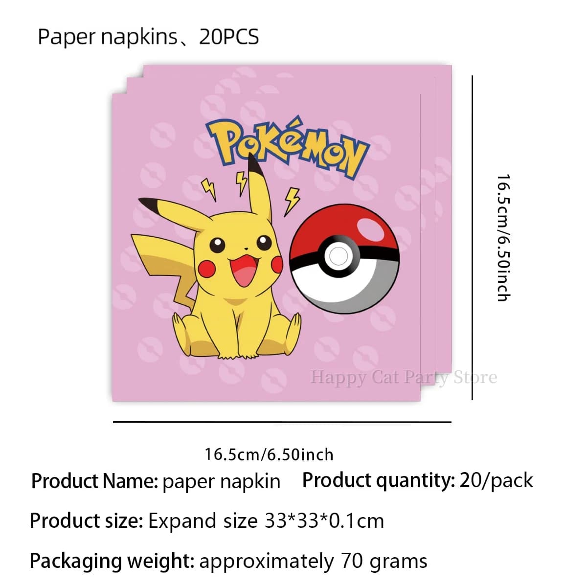 Papier Pokemon serviette décoration de fête Pikachu serviette d'anniversaire pokemon papier mouchoir
