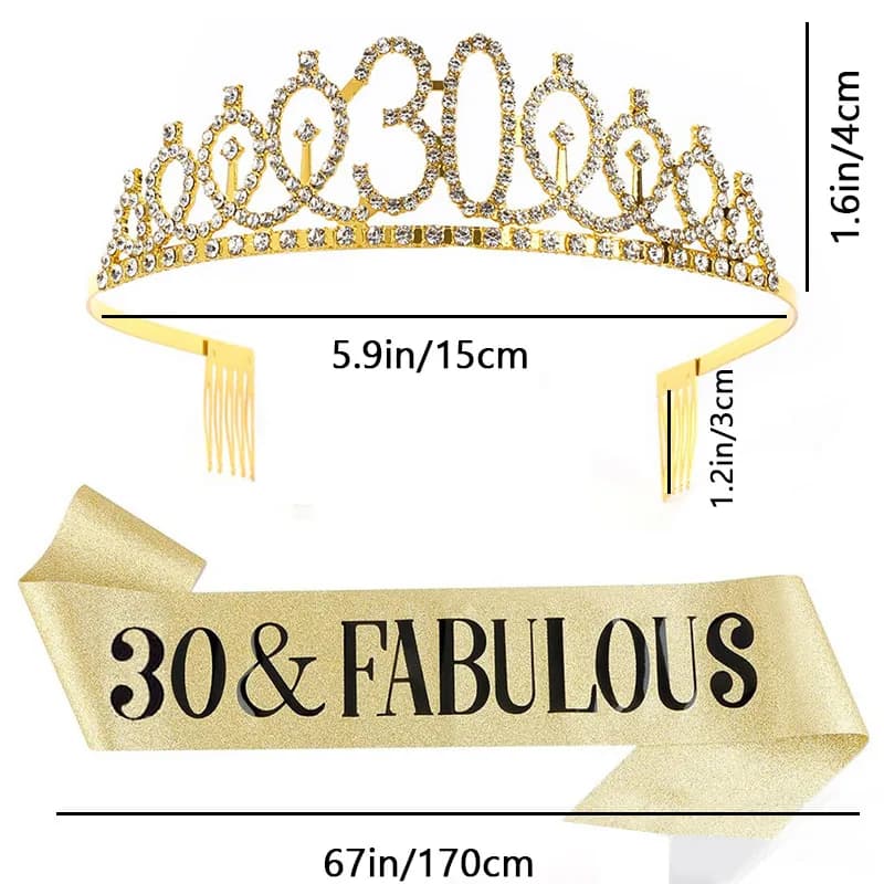 30-50e anniversaire décoration joyeuses femmes paillettes cristal couronne ceinture ensemble anniver