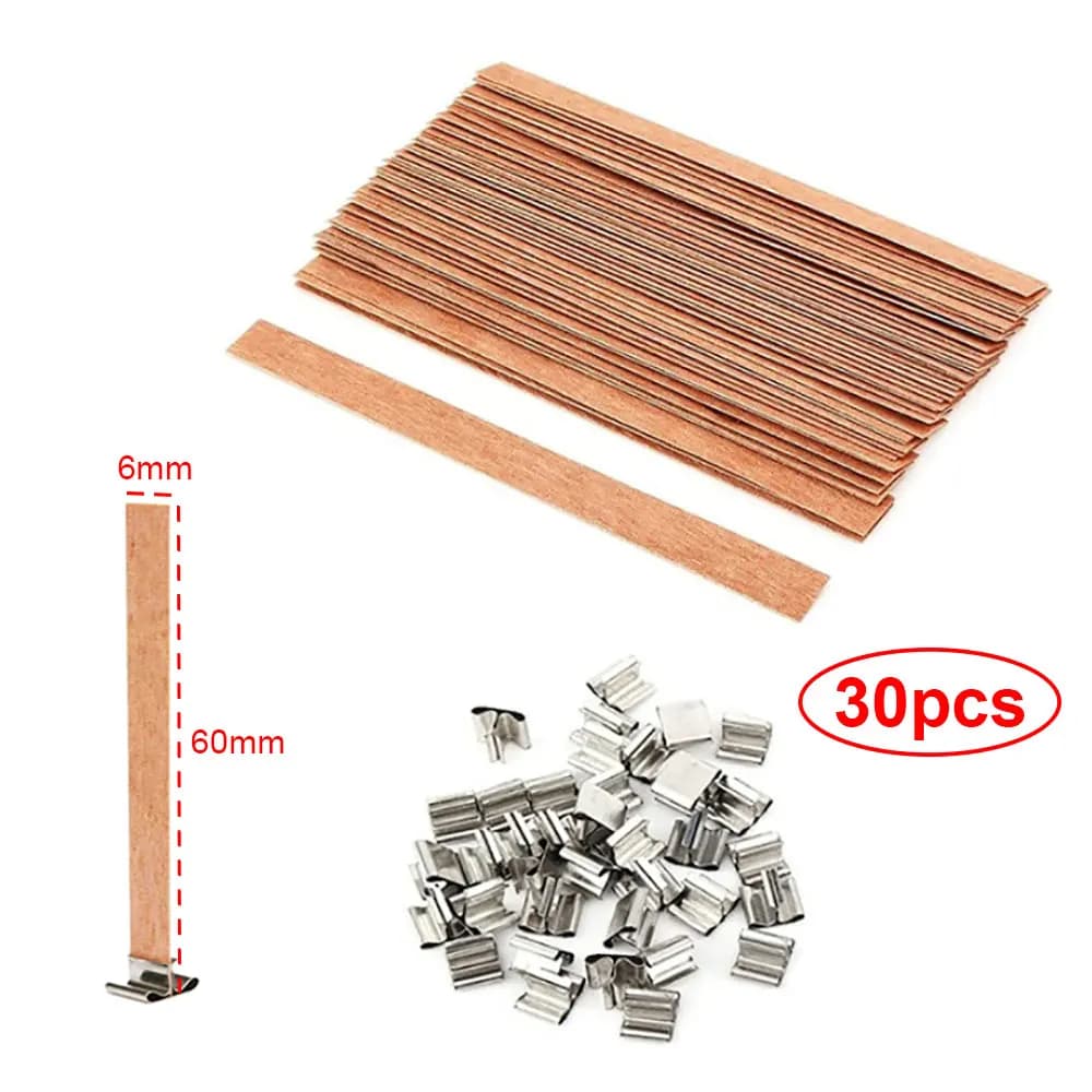 Pour le plaisir 30 pièces mèche de bougie en bois avec Base à Clip artisanat v osier paraffine cire 