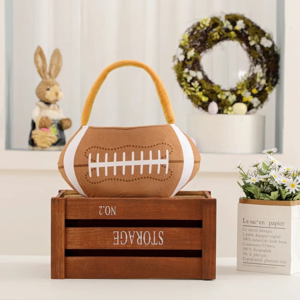 Panier de sport de pâques en peluche, panier de Baseball, seau de Football, cadeau de bonbons, fourr