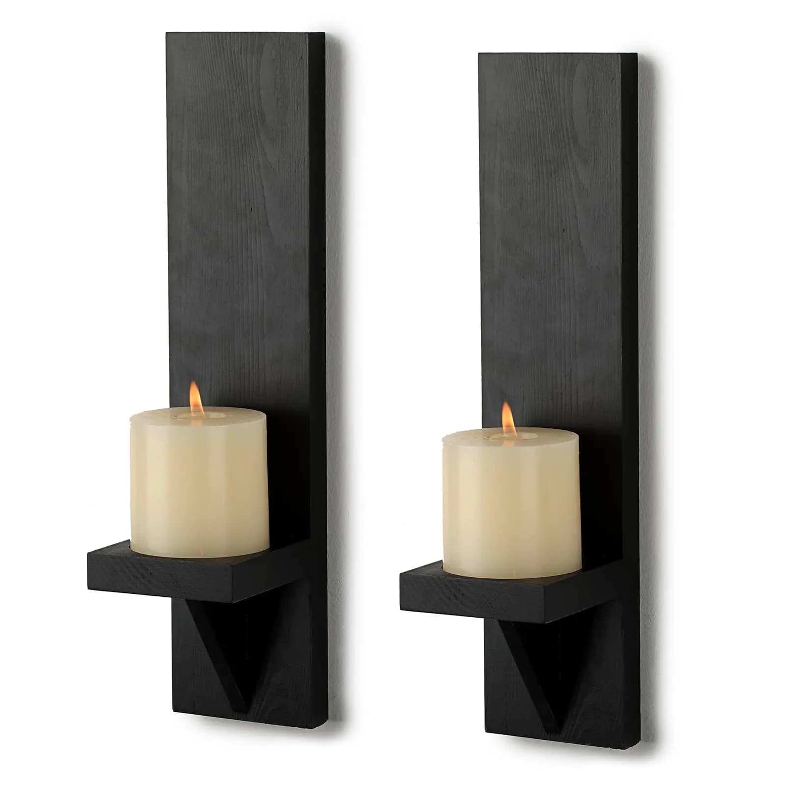 Ensemble de 2 appliques murales en bois, rustiques, pilier en bois, pour salon, bougeoirs muraux Vin