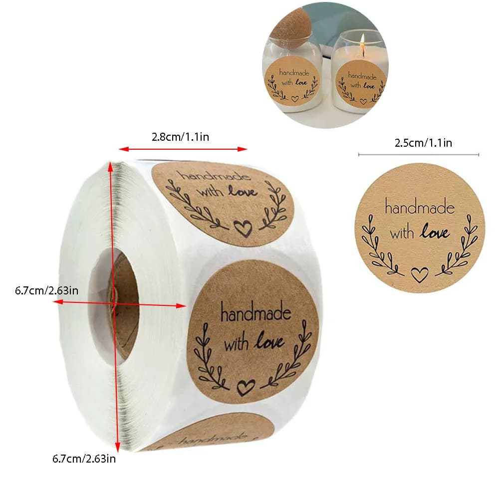 Étiquette ronde en papier kraft avec logo de bougie en bobine, accessoire parfumé, décor de conteneu