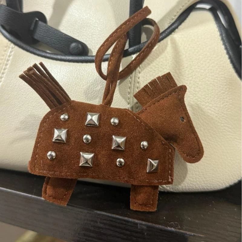 Accessoires de sac en forme de poulain, rivets argentés tendance, accessoires de sac à thème équestr