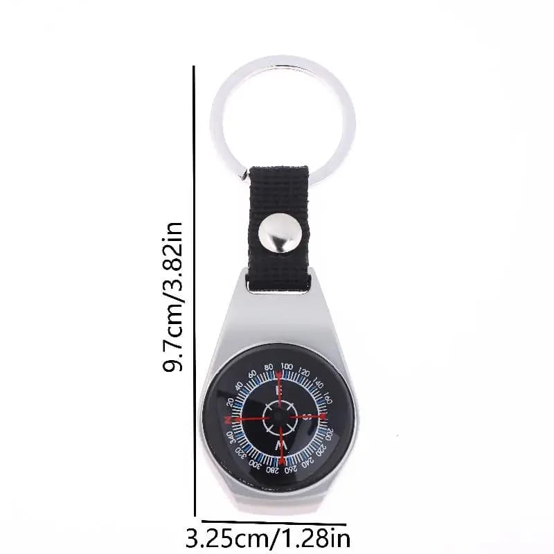 Accessoire de camping et de randonnée en plein air : porte-clés boussole en métal durable avec mousq