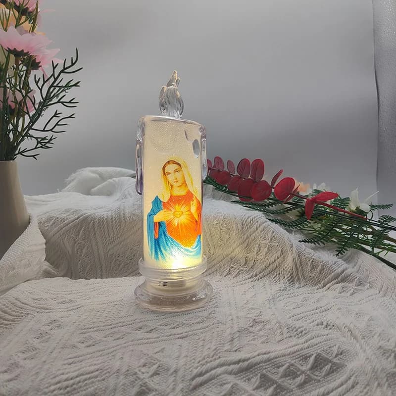 Jésus Catholique Chrétien Cérémonie Religieuse Vierge Électronique Sans Flamme LED, Prière Dévotionn