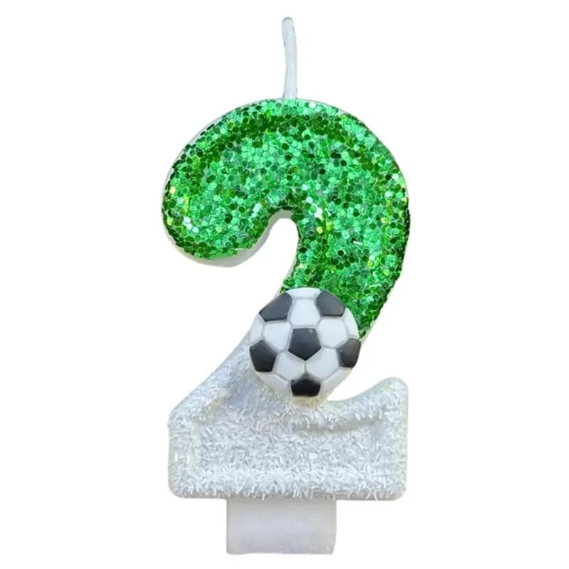 Bougies d'anniversaire de Football pour enfants, numéro 0-9, scintillants verts, bougie de Football 
